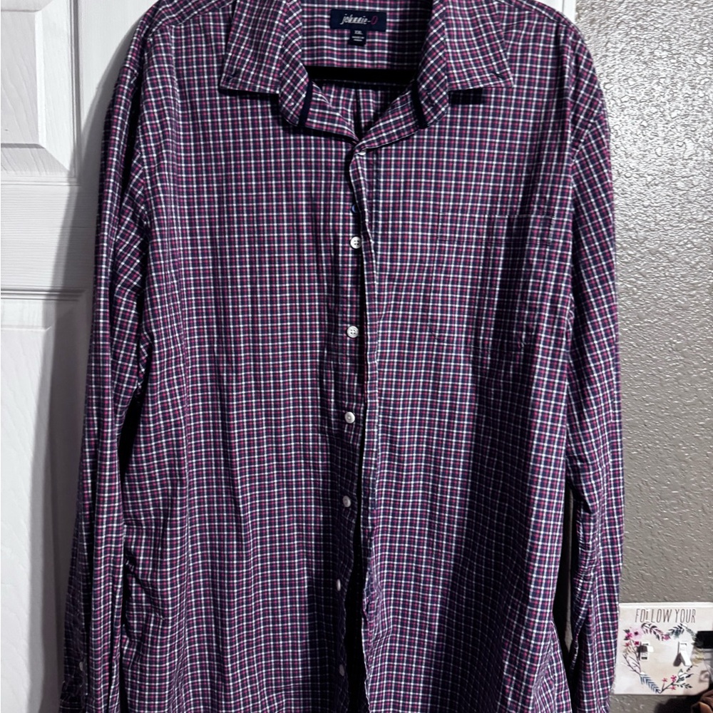 johnnie-O Purple Checkered Men's Shirt